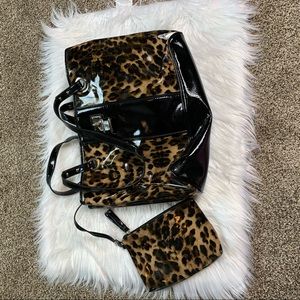 Nine West Leopard Purse + Clutch / Large Handbag